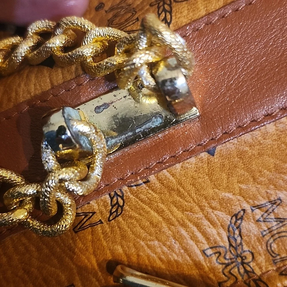 MCM Cognac Visetos Weekender Bag Vintage Made In Germany Unbranded Chains Added - Picture 12 of 17